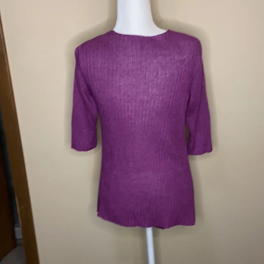 Eileen Fisher asymmetrical open front silk linen blend Cardigan Sweater